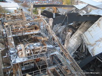 Die Halle wurde bei dem Großbrand völlig zerstört.