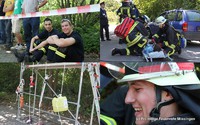 unterstützende Fans / Personenrettung bei der TH / Station Knoten und Stiche / schweißtreibende Arbeit